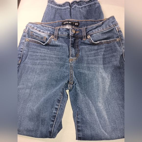 MISS ME Designer Dark blue Wash stretchy jeans with fringe(#1,187) - Picture 1 of 6